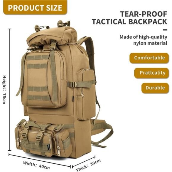 Military Tactical Backpack Detachable Molle Bag Large capacity Rucksack Camping main image 5